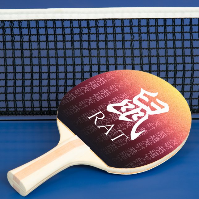 Rat 鼠 Red Gold Chinese Zodiac Lunar Symbol Tischtennis Schläger (InSitu)