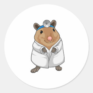 Rat als Doktor mit Doctor's Coat Runder Aufkleber