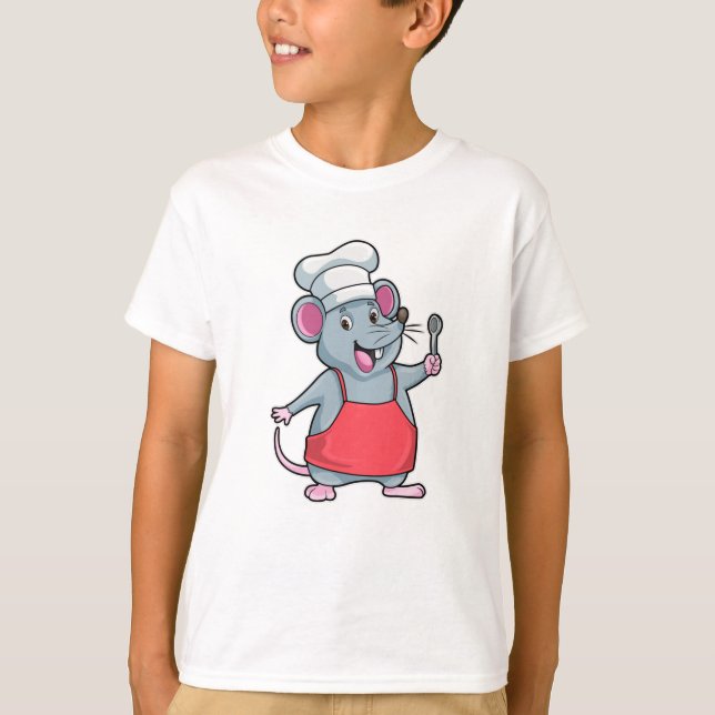 Rat als Koch mit kochender Schürze und Holzlöffel T-Shirt (Vorderseite)