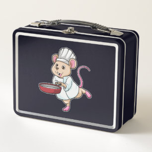 Rat als Koch mit Pan & Cooking Hut Metall Brotdose