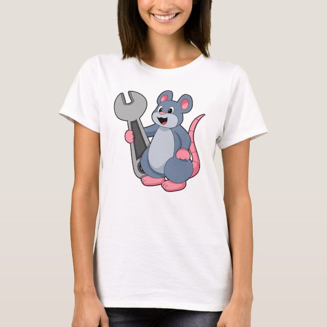 Rat als Mechaniker mit Wrench T-Shirt (Vorderseite)