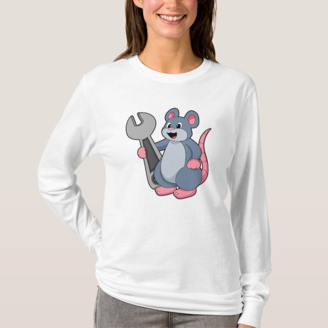 Rat als Mechaniker mit Wrench T-Shirt (Vorderseite)