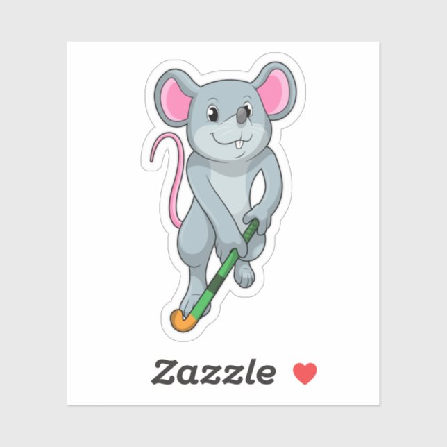 Rat auf Hockey mit Hockey-Fledermaus Aufkleber (Blatt)
