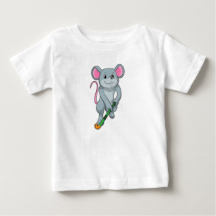 Rat auf Hockey mit Hockey-Fledermaus Baby T-shirt
