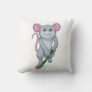 Rat auf Hockey mit Hockey-Fledermaus Kissen