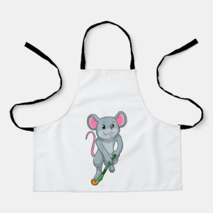 Rat auf Hockey mit Hockey-Fledermaus Schürze