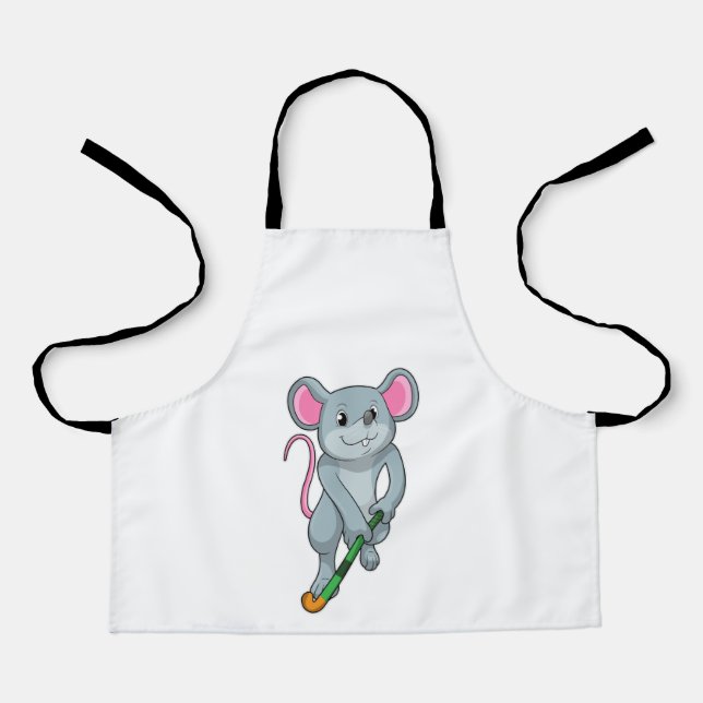 Rat auf Hockey mit Hockey-Fledermaus Schürze (Vorderseite)