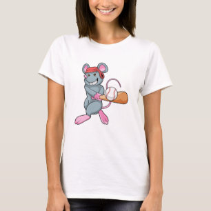 Rat bei Baseball mit Baseball Fledermaus und Helm T-Shirt