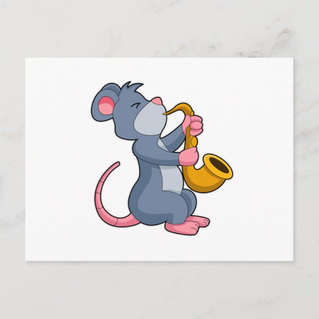 Rat bei Musik mit Saxophon Postkarte (Vorderseite)