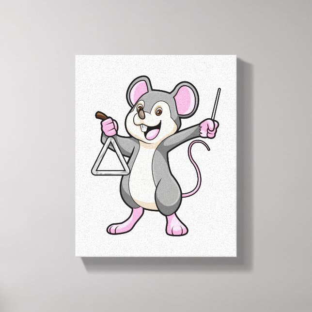 Rat bei Musik mit Triangel Leinwanddruck (Vorderseite)