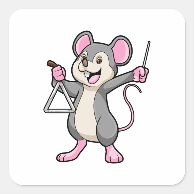 Rat bei Musik mit Triangel Quadratischer Aufkleber (Vorderseite)