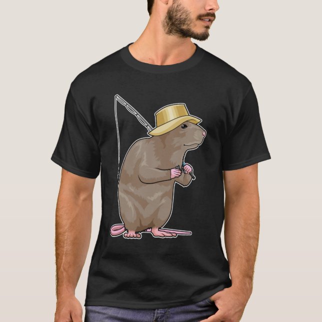 Rat beim Fischen mit Angelrute T-Shirt (Vorderseite)