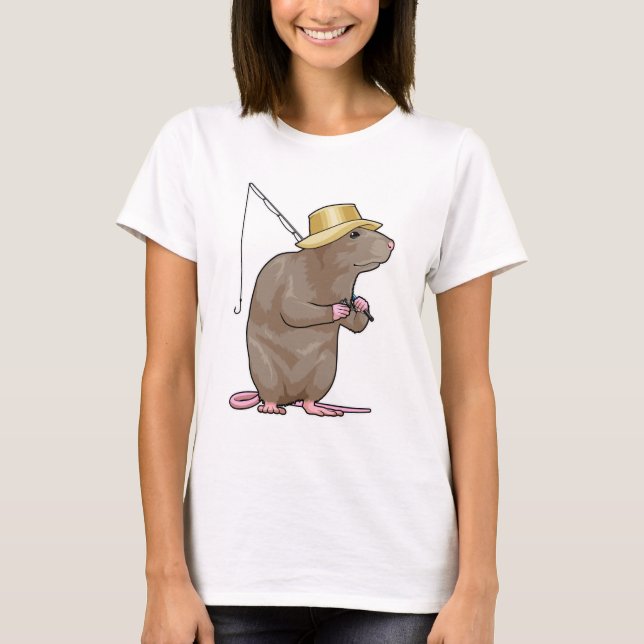 Rat beim Fischen mit Angelrute T-Shirt (Vorderseite)