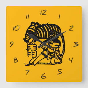 Rat Chinese New Year Zodiac Birthday W Clock Quadratische Wanduhr