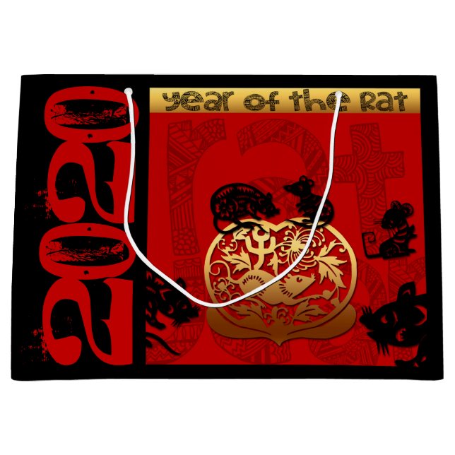 Rat Chinesisch Zoll Neujahr Zodiac Bithday LGB Große Geschenktüte (Vorderseite)