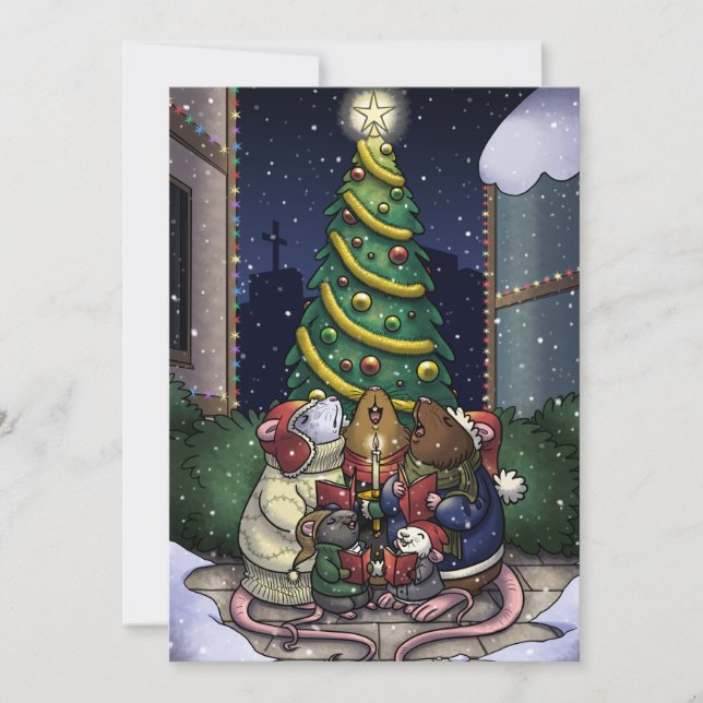 Rat Christmas Card Feiertagskarte (Vorderseite)