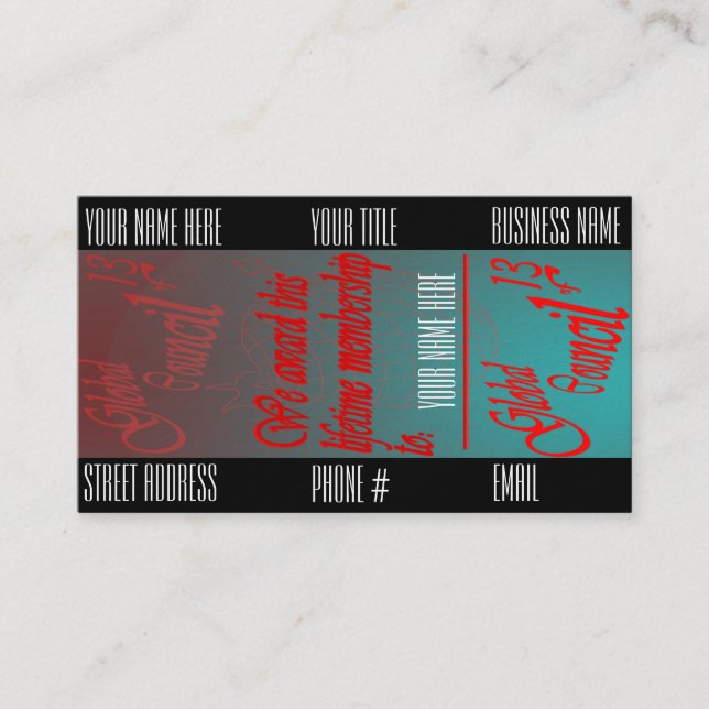 Rat der 13-köpfigen Visitenkarte (Vorderseite)