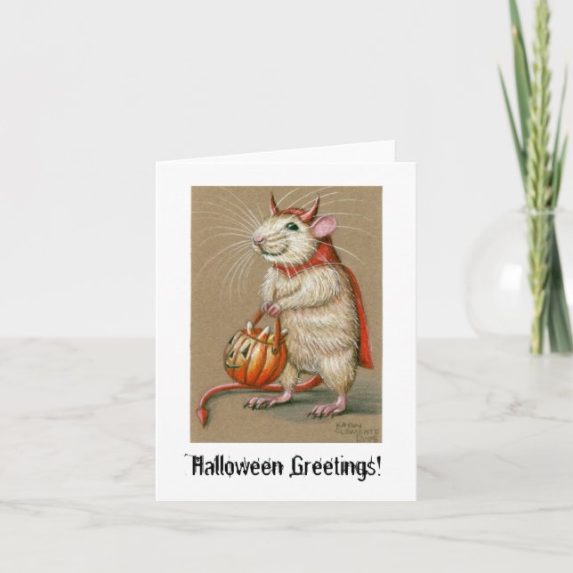 Rat Devil, salutations d'Halloween ! Carte (Devant)