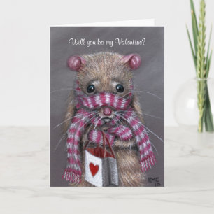 Rat froid avec carte de Saint Valentin