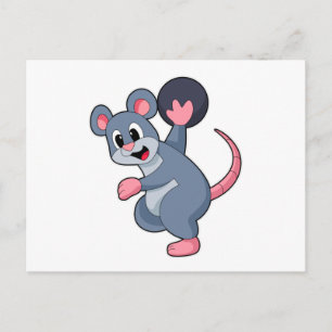 Rat im Bowling mit Bowlingball Postkarte