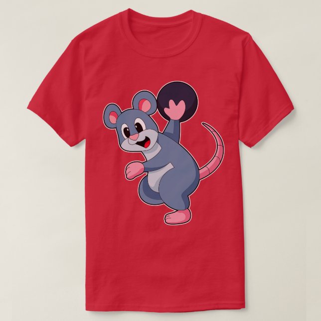 Rat im Bowling mit Bowlingball T-Shirt (Design vorne)