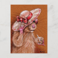 Rat in der Floppy-Hat-Postkarte