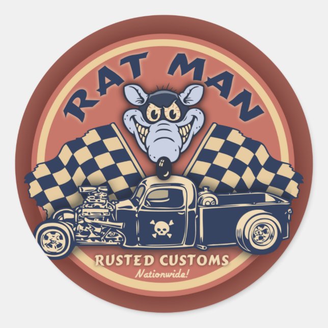 Rat Man II Runder Aufkleber (Vorderseite)