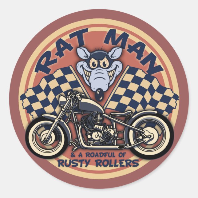 Rat Man Roadful Runder Aufkleber (Vorderseite)