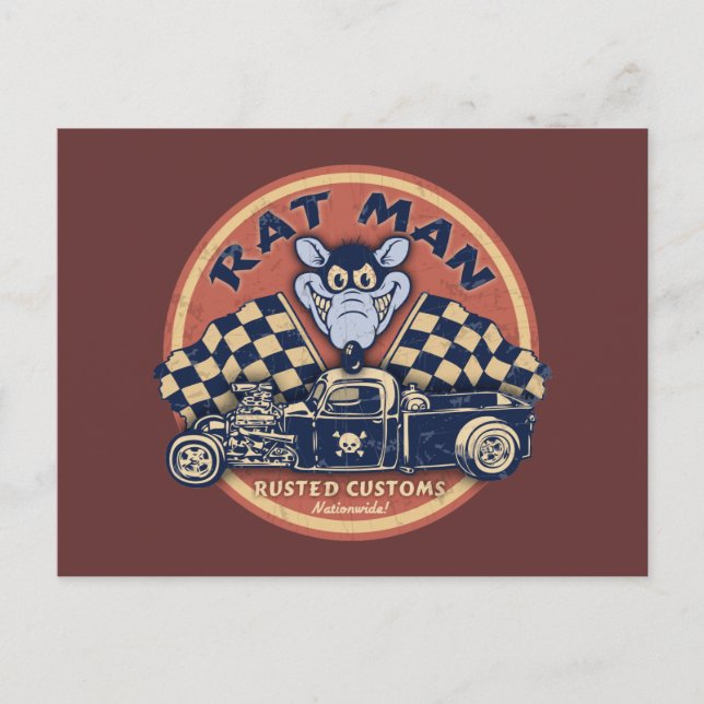 Rat Man Rusted Customs Postkarte (Vorderseite)