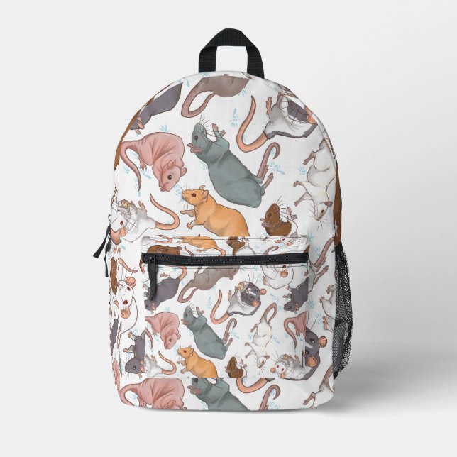 Rat Mischief auf bearbeitbarem Hintergrund Bedruckter Rucksack (Vorderseite)