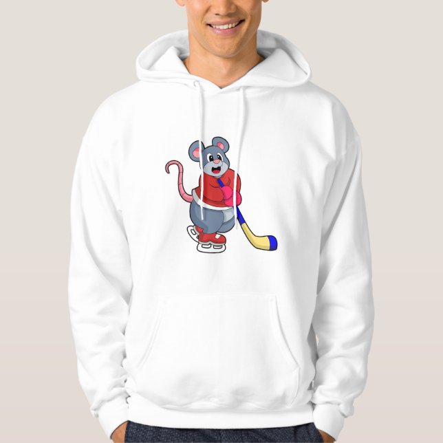 Rat mit Eishockey und Eishockeyschläger Hoodie (Vorderseite)
