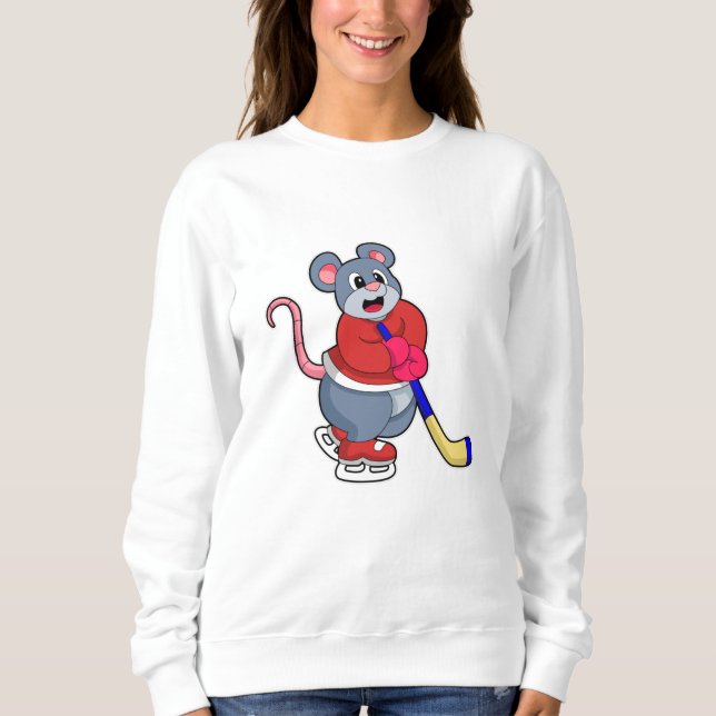 Rat mit Eishockey und Eishockeyschläger Sweatshirt (Vorderseite)