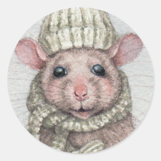 Rat mit Hut und Schal-Aufkleber von KMCoriginals Runder Aufkleber