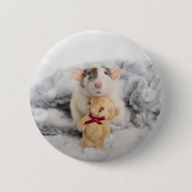 Rat mit Teddy-Bär-Button Button (Vorderseite)