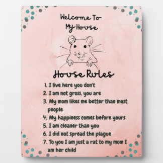 Rat Mom: Pet Rat House Rules Décor Fotoplatte