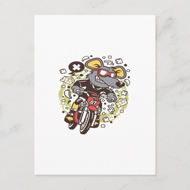 Rat Motocross Rider Postkarte (Vorderseite)
