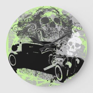 Rat Rod Skull Clock Große Wanduhr