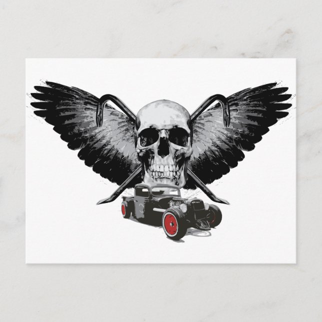 Rat Rod Skull & Crowbars Postkarte (Vorderseite)