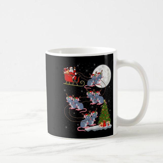 Rat Rodents Santa Sleigh Flying Funny Magical Chri Kaffeetasse (Rechts)