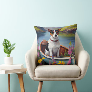Rat Terrier auf einem Paddel: Ein landschaftliches Kissen
