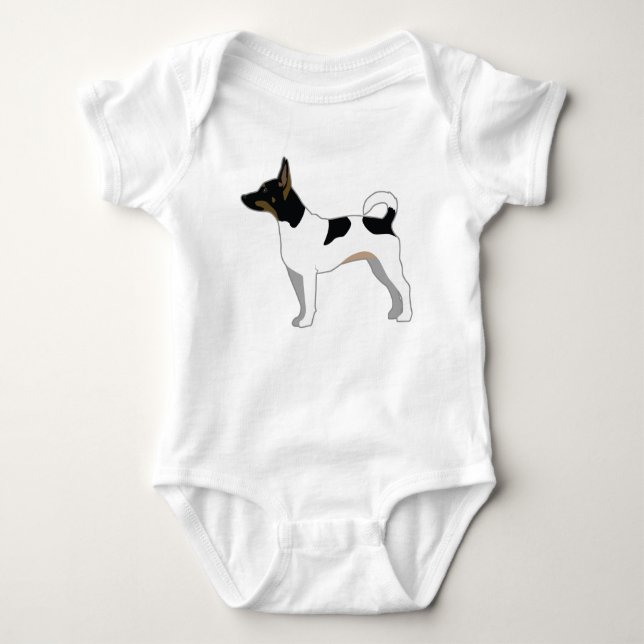 Rat Terrier Basic Rasse Silhouette Design Baby Strampler (Vorderseite)