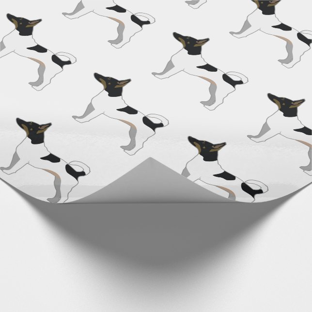 Rat Terrier Basic Rasse Silhouette Design Geschenkpapier (Ecke)