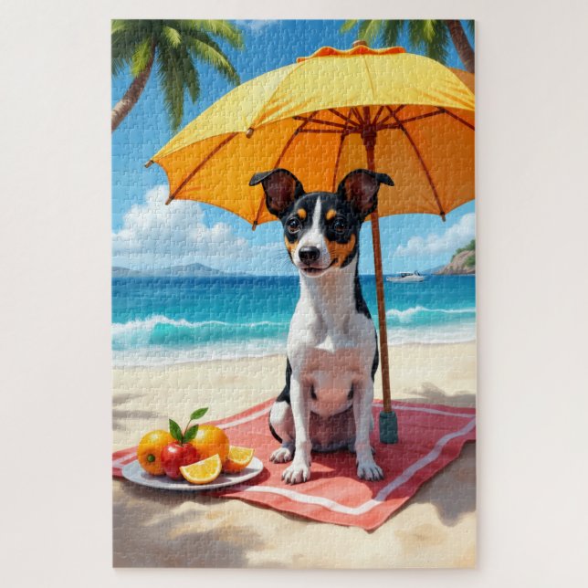 Rat Terrier Beach Relax Scene (Vertikal)