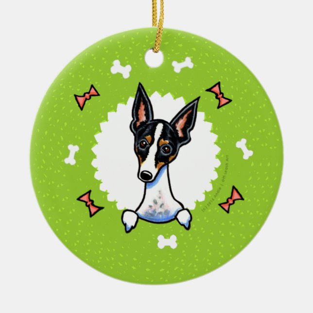 Rat Terrier Bones Weihnachtsfeier Keramikornament (Vorne)