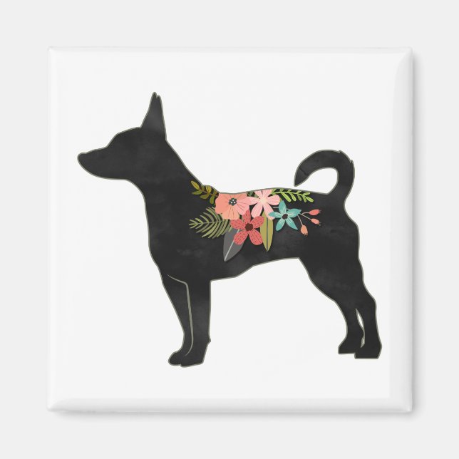 Rat Terrier CN Dog Boho Silhouette Magnet (Vorne)