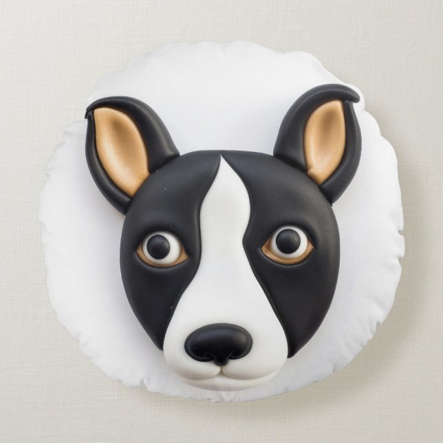 Rat Terrier Dog 3D Inspiriert Rundes Kissen (Vorderseite)