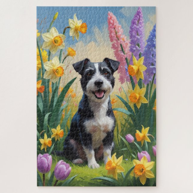 Rat Terrier Dog Frühlingsblumen Malerei (Vertikal)