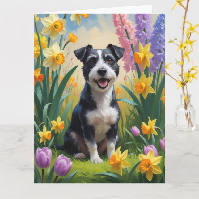 Rat Terrier Dog Frühlingsblumen Malerei Karte (Gelbe Blume)