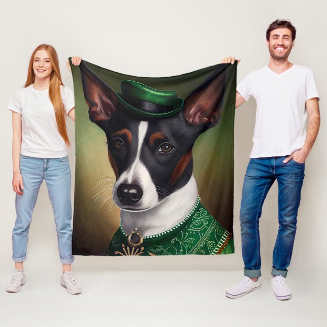 Rat Terrier Dog in St. Patrick's Day Dress Fleecedecke (Beispiel)