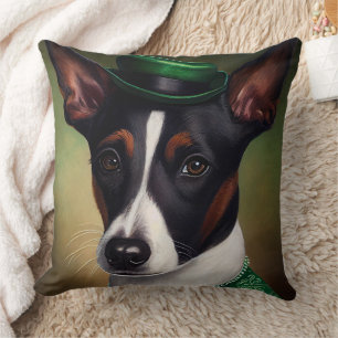 Rat Terrier Dog in St. Patrick's Day Dress Kissen